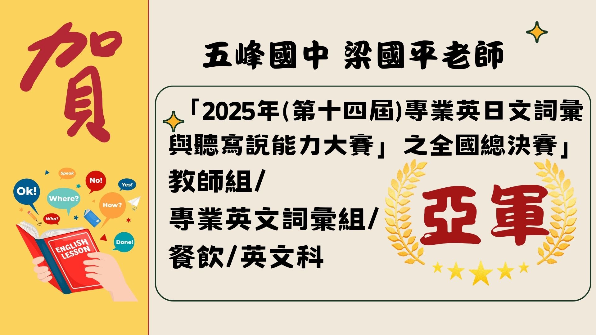 2025年(第十四屆)專業英日文詞彙與聽寫說能力大賽